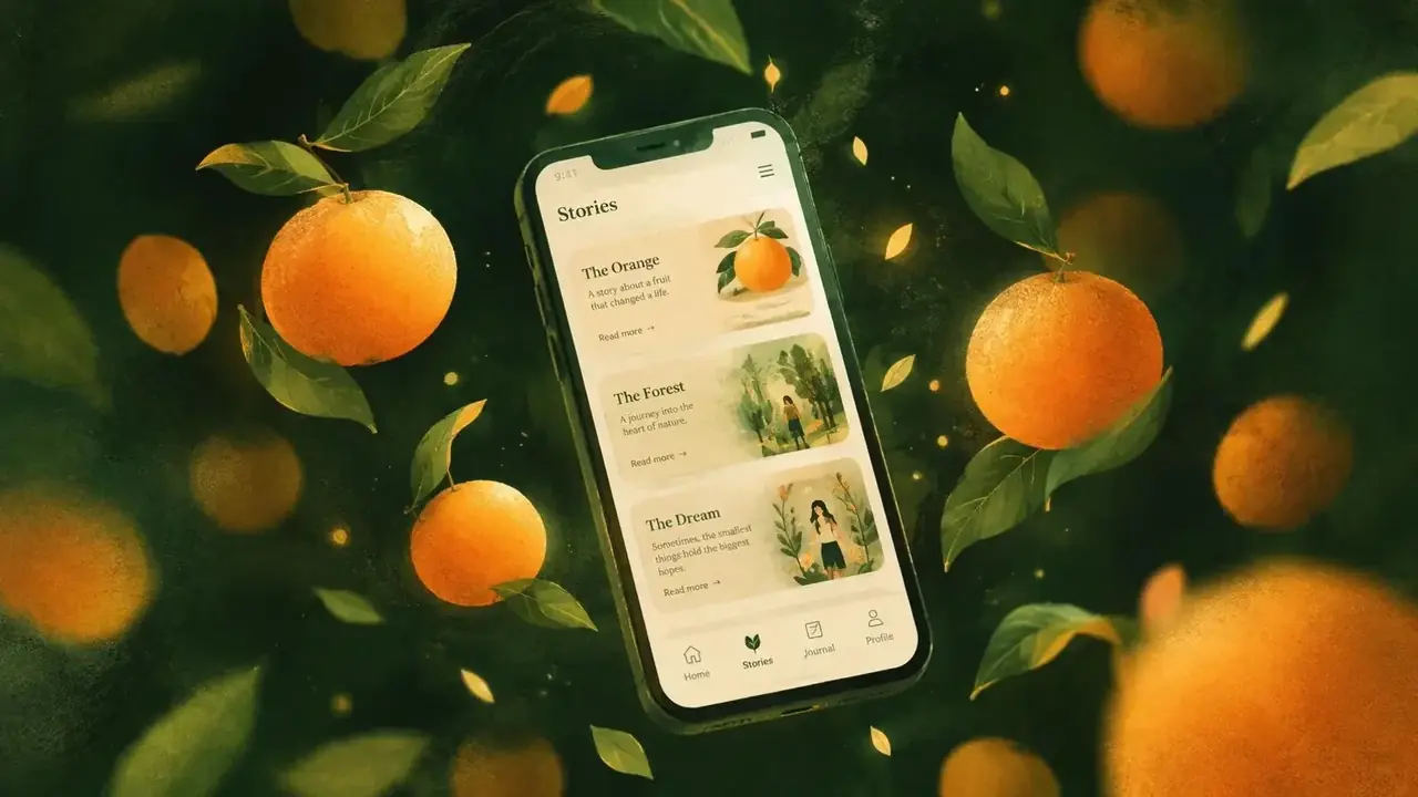下载 APP:把四季故事装进口袋 - 桃花电影 手机与黄果绿叶组成的 APP 下载主题图